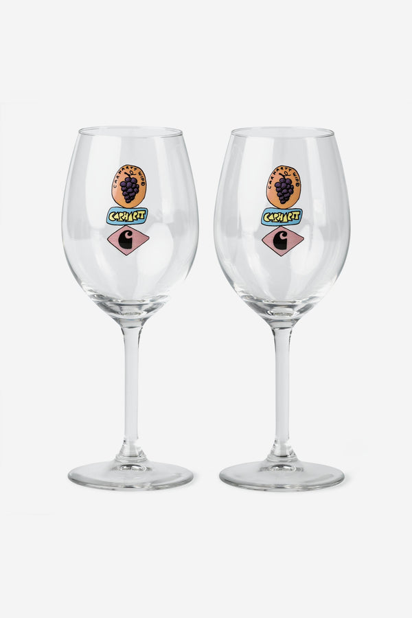 Carhartt Wip STACKED GRAPES WINE GLASS SET Clear — Carhartt Wip