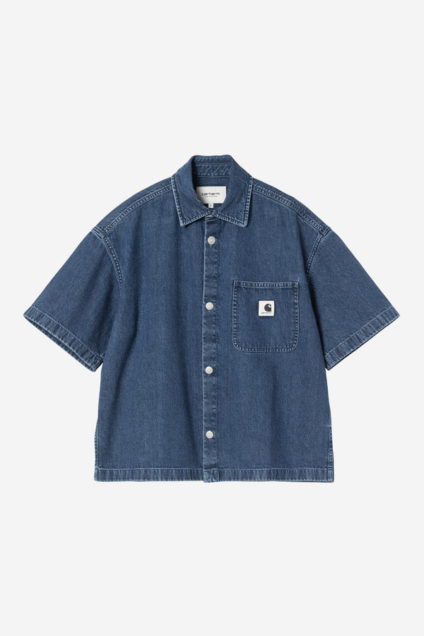 Carhartt Wip W LOVILIA S/S SHIRT Blue stone washed — Carhartt Wip
