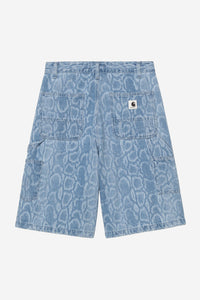 Carhartt Wip W SNAKE DOUBLE KNEE SHORT Snake Camo Blue bleached