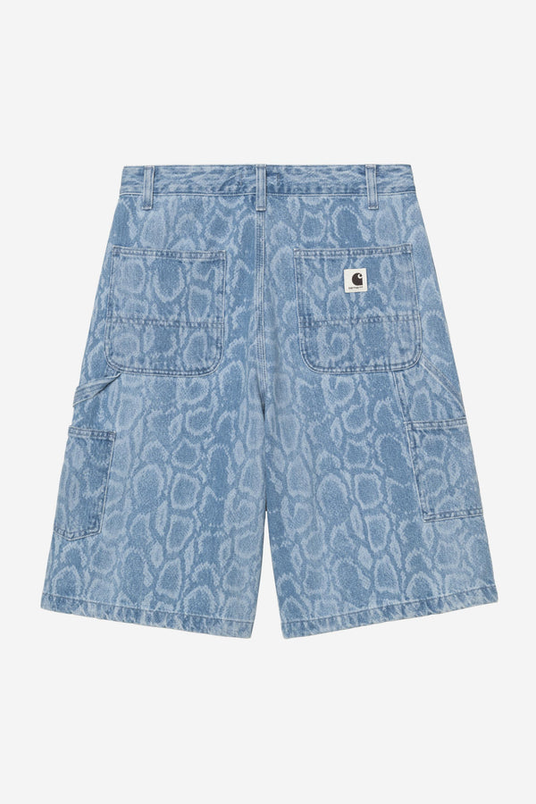 Carhartt Wip W SNAKE DOUBLE KNEE SHORT Snake Camo Blue bleached — Carhartt Wip