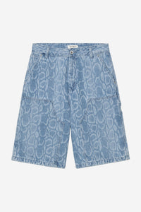 Carhartt Wip W SNAKE DOUBLE KNEE SHORT Snake Camo Blue bleached