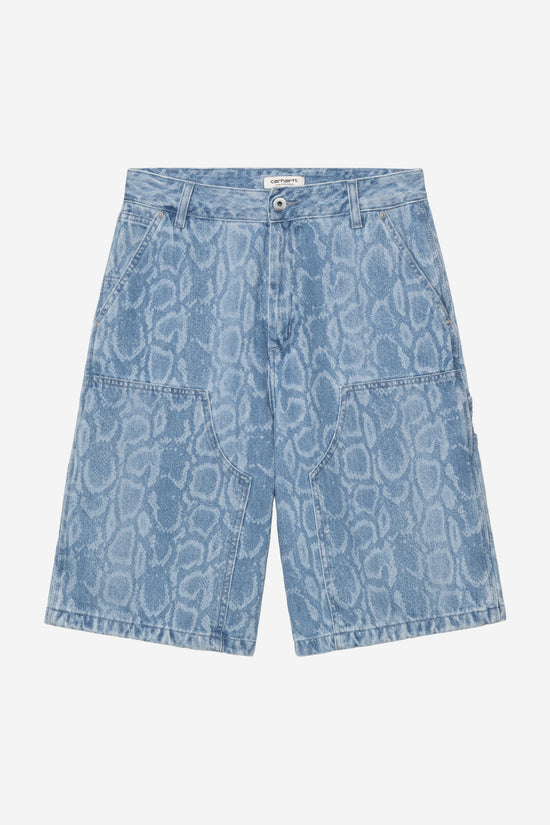 Carhartt Wip W SNAKE DOUBLE KNEE SHORT Snake Camo Blue bleached