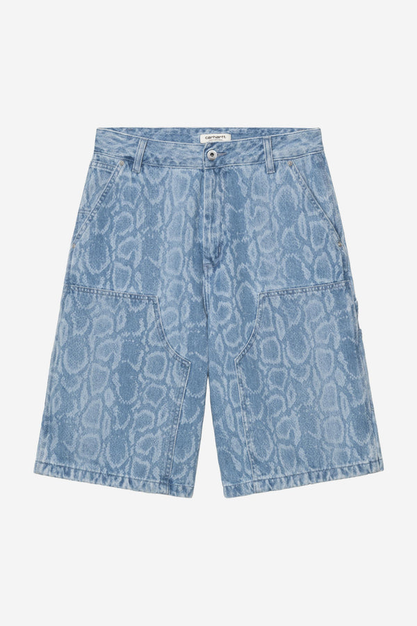 Carhartt Wip W SNAKE DOUBLE KNEE SHORT Snake Camo Blue bleached