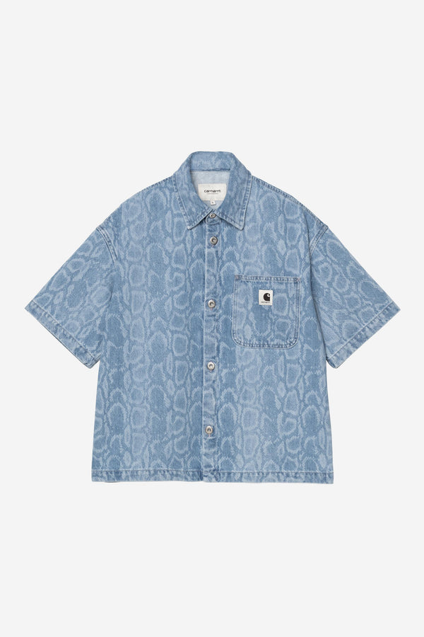 Carhartt Wip W SNAKE LOVILLA SHIRT Snake Camo Blue bleached — Carhartt Wip