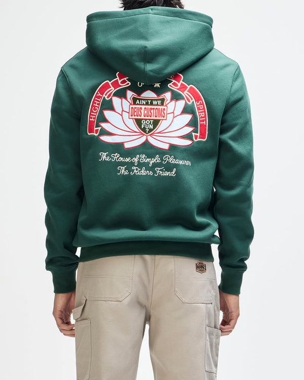 Deus Ex Machina Sacred Crest Zip Hoodie Racing Green