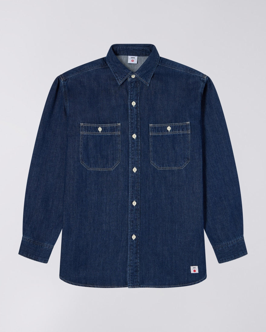 Edwin WORK L/S SHIRT Blue Dark Used