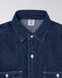 Edwin WORK L/S SHIRT Blue Dark Used