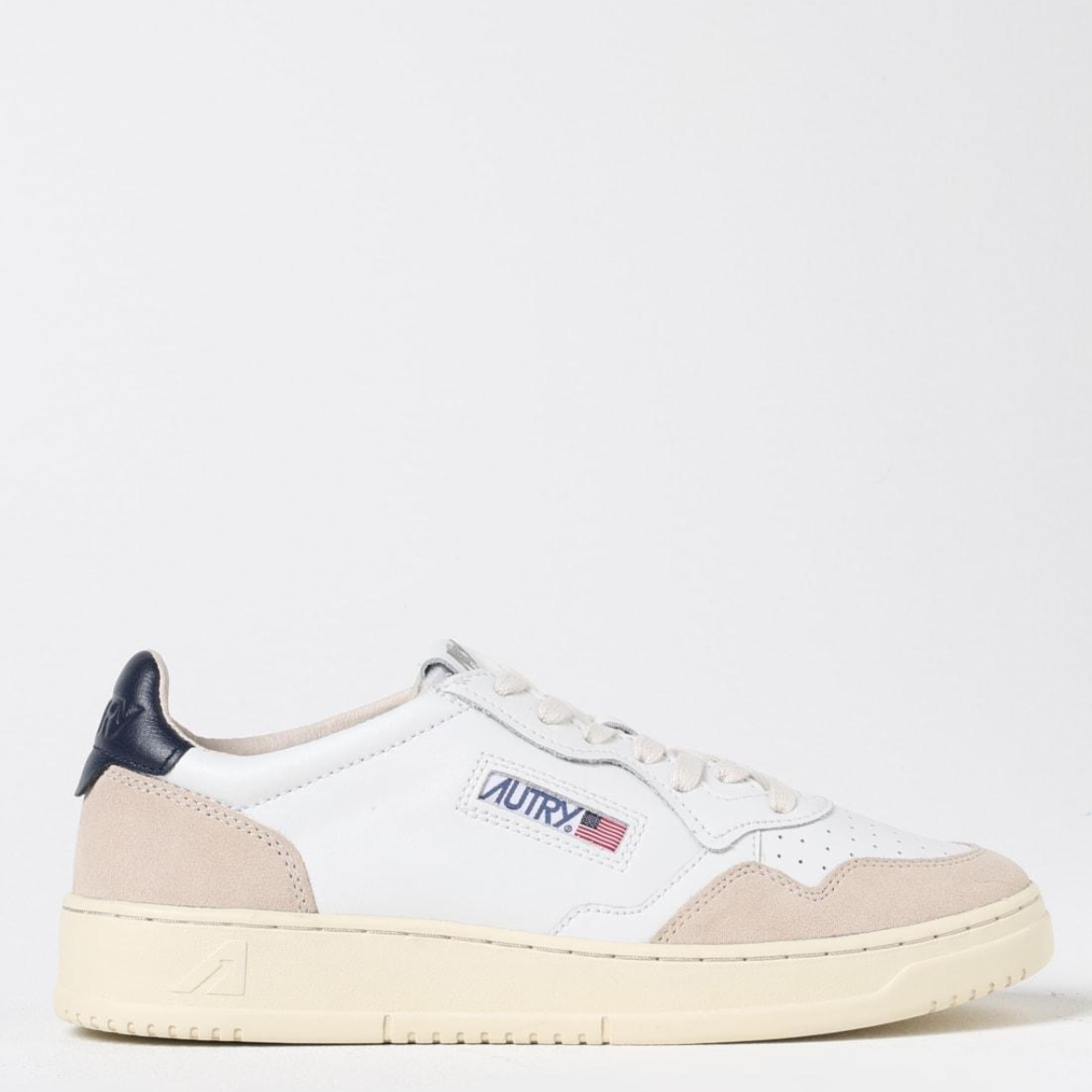 Autry MEDALIST LOW Cuir et Suede Blanc et Bleu