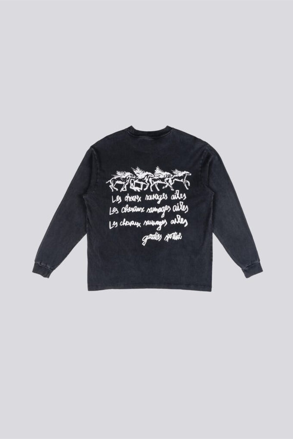 Goodies Sportive Les Chevaux Sauvages Long Sleeve Black — Goodies Sportive