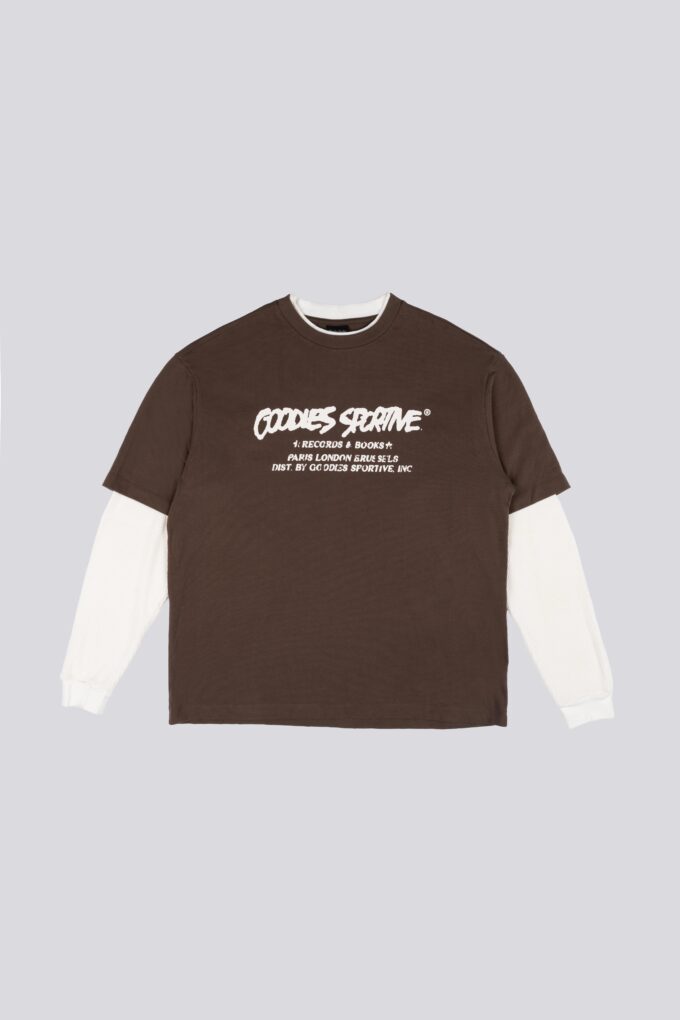 Goodies Sportive Records Long Sleeve Brown Ecru