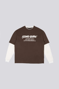 Goodies Sportive Records Long Sleeve Brown Ecru