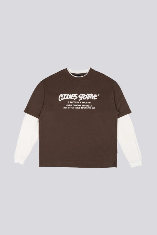 Goodies Sportive Records Long Sleeve Brown Ecru — Goodies Sportive