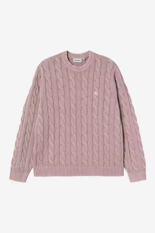 Pull Carhartt Wip CARTER SWEATER Pink Fog Garment dyed