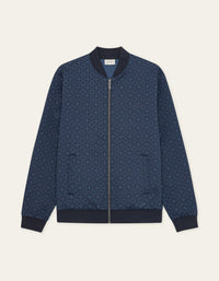 Les Deux BALLIER AOP CREW TRACK JACKET Dark Denim Blue