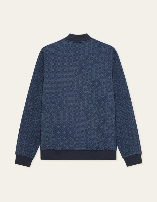 Les Deux BALLIER AOP CREW TRACK JACKET Dark Denim Blue