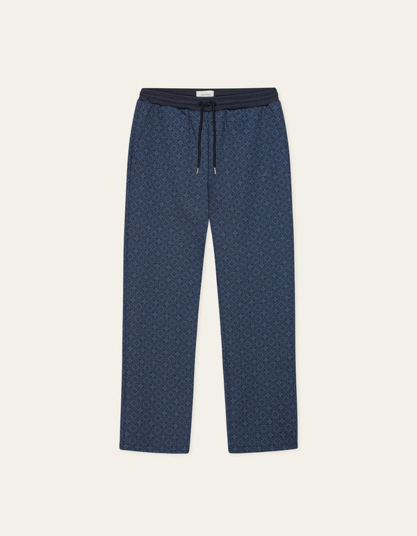 Les Deux BALLIER AOP CREW TRACK PANT Dark Denim Blue — Les Deux