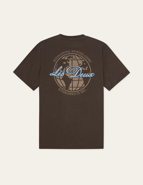 Les Deux BEN GLOBE S/S TEE Turkish Coffee Brown — Les Deux