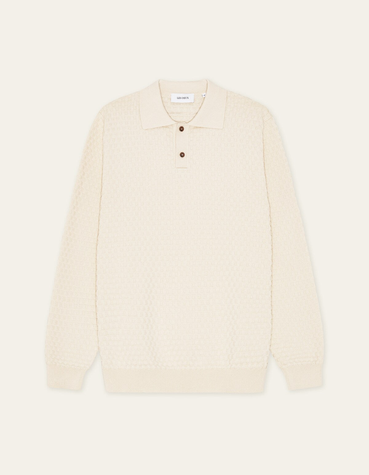 Les Deux BILLY WEAVE KNITTED L/S POLO Light Ivory