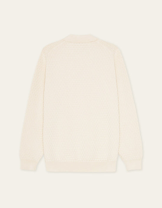 Les Deux BILLY WEAVE KNITTED L/S POLO Light Ivory