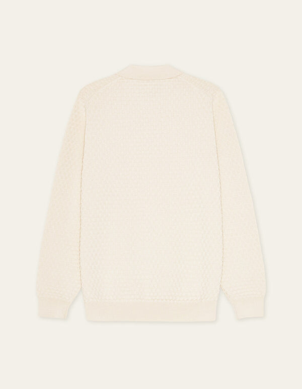 Les Deux BILLY WEAVE KNITTED L/S POLO Light Ivory
