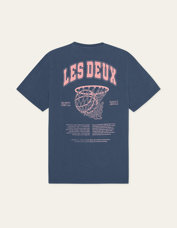 Les Deux BRADY HOOP S/S TEE Dark Denim Blue — Les Deux