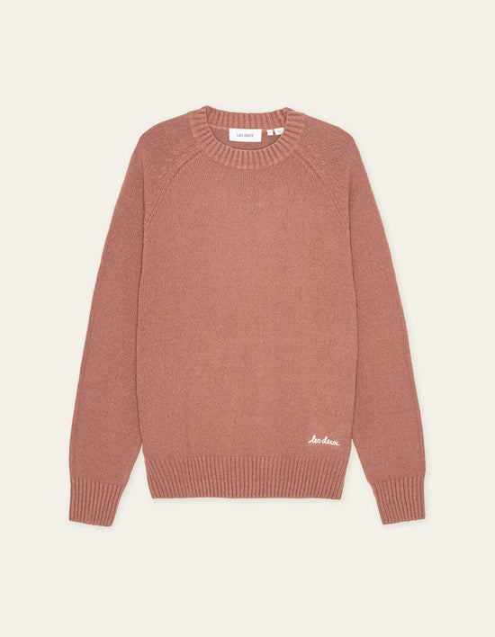 Les Deux BRAD ROUNDNECK KNIT Cognac Red — Les Deux