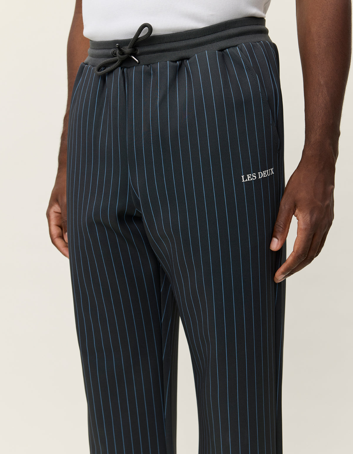 Les Deux Ballier Pinstripe Casual Pants Raven Grey