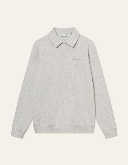 Les Deux Ben Polo Piqué Sweatshirt Snow Melange