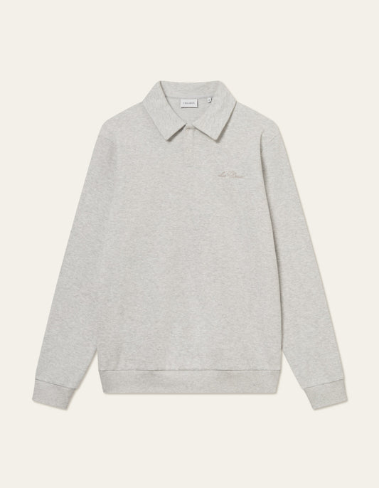 Les Deux Ben Polo Piqué Sweatshirt Snow Melange