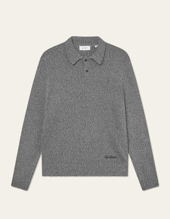 Les Deux Billy Mouliné Knitted Polo Black — Les Deux