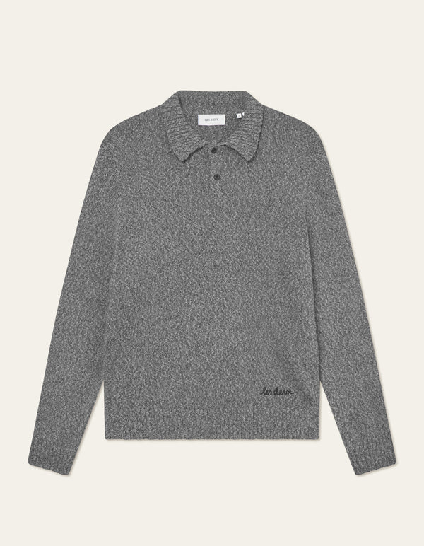 Les Deux Billy Mouliné Knitted Polo Black — Les Deux