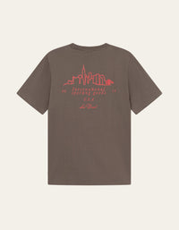 Les Deux Brady Skyline T-Shirt Mountain Grey Brown