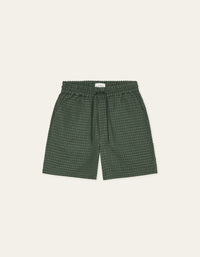 Les Deux CHECK SEERSUCKER SHORTS Pine Green