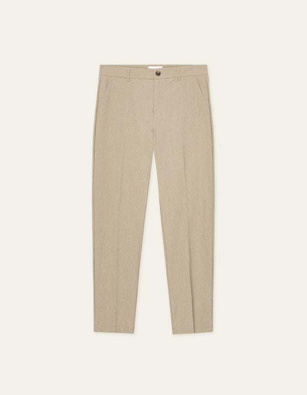 Les Deux COMO REG MINI CHECK PANT PANTS Dark Sand — Les Deux