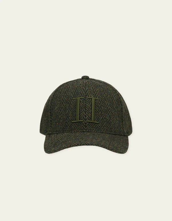 Les Deux CORE HERRINGBONE BASEBALL CAP Rifle Green — Les Deux