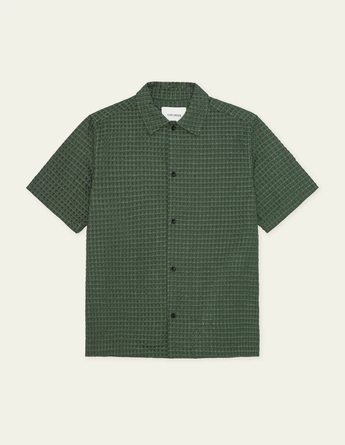 Les Deux Check Seersucker SS Shirt Pine Green