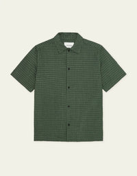 Les Deux Check Seersucker SS Shirt Pine Green