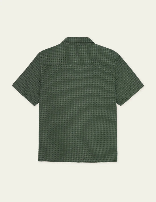 Les Deux Check Seersucker SS Shirt Pine Green