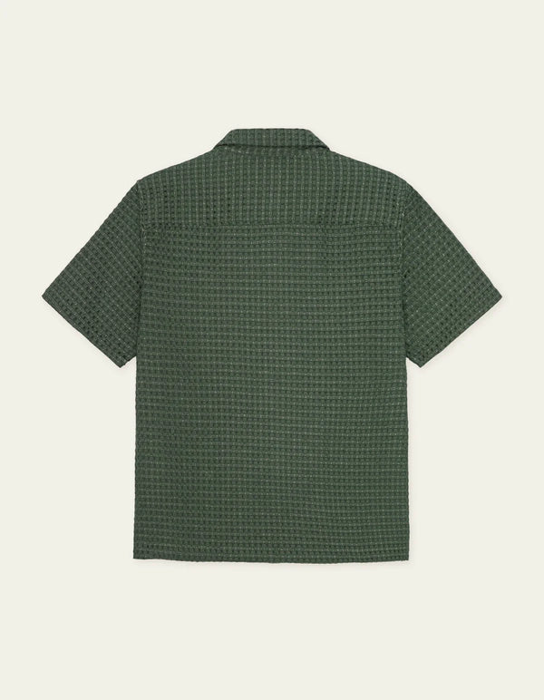 Les Deux Check Seersucker SS Shirt Pine Green