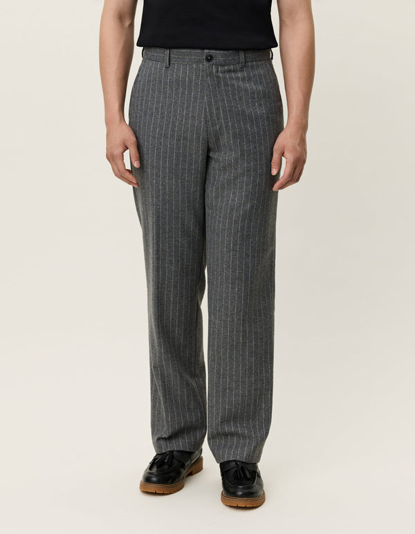Les Deux Como Pinstripe Mouliné Slacks Grey Melange — Les Deux