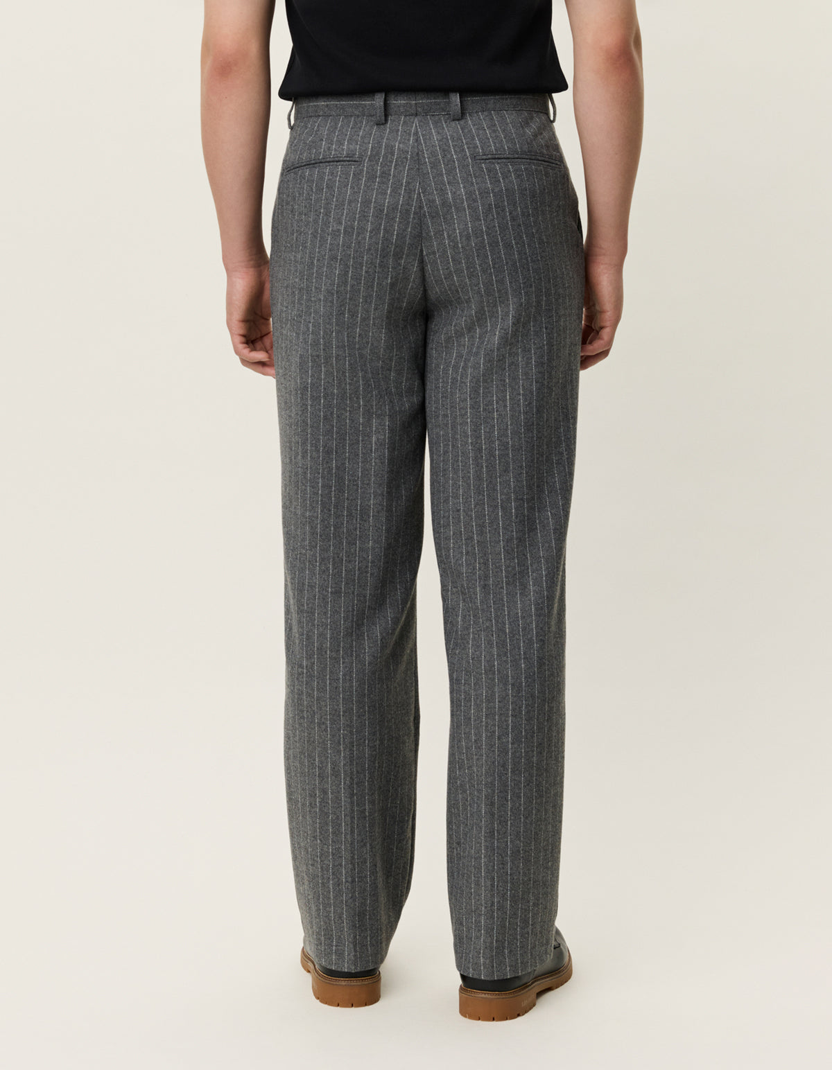 Les Deux Como Pinstripe Mouliné Slacks Grey Melange