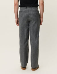 Les Deux Como Pinstripe Mouliné Slacks Grey Melange