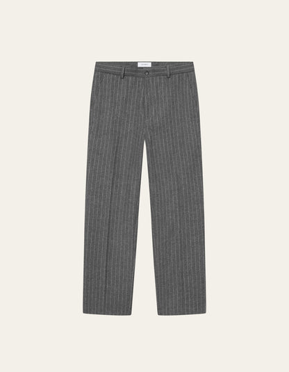 Les Deux Como Pinstripe Mouliné Slacks Grey Melange