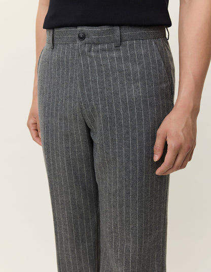 Les Deux Como Pinstripe Mouliné Slacks Grey Melange