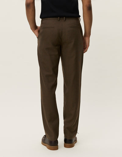 Les Deux Como Reg Houndstooth Suit Pants Teak Brown
