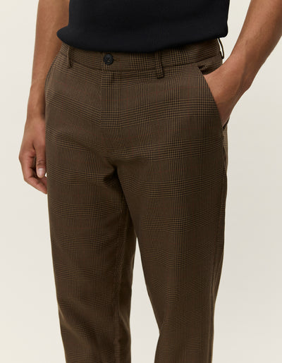 Les Deux Como Reg Houndstooth Suit Pants Teak Brown