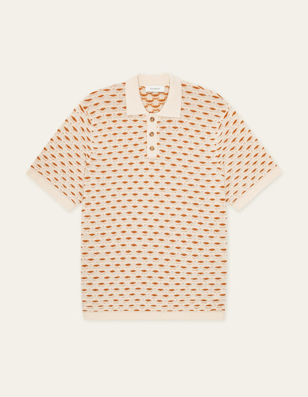 Les Deux ESMAY SHELL KNITTED S/S POLO Eggnog White — Les Deux