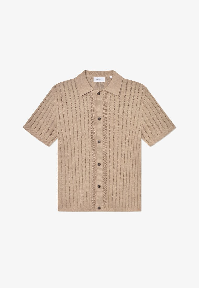 Les Deux Floyd Linen Knitted SS Shirt Irish Cream