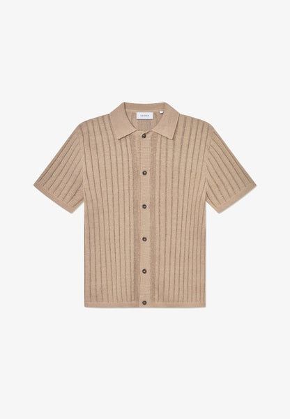 Les Deux Floyd Linen Knitted SS Shirt Irish Cream
