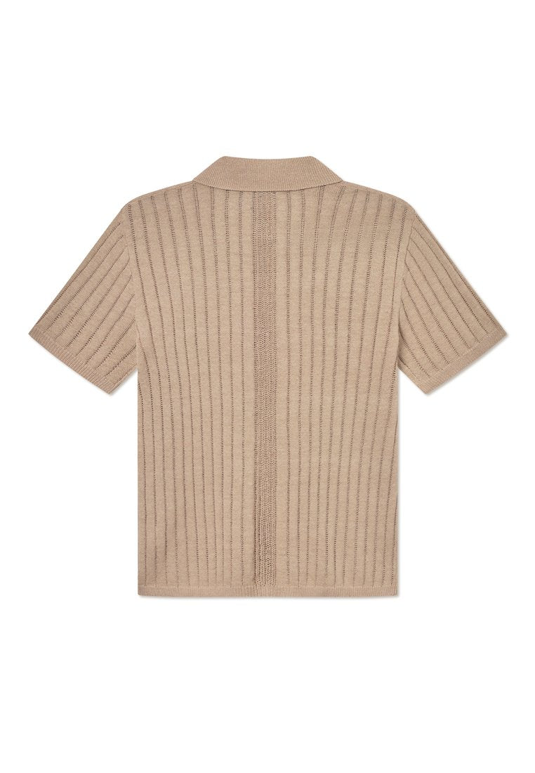 Les Deux Floyd Linen Knitted SS Shirt Irish Cream